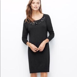 Ann Taylor Black Embellished Sweater Dress size small